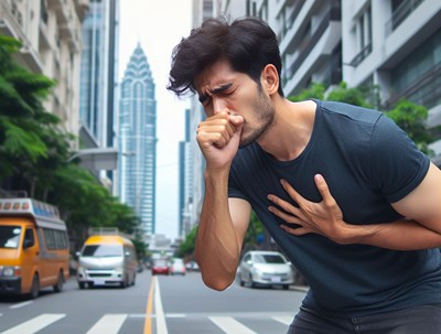 man feeling shortness of breath