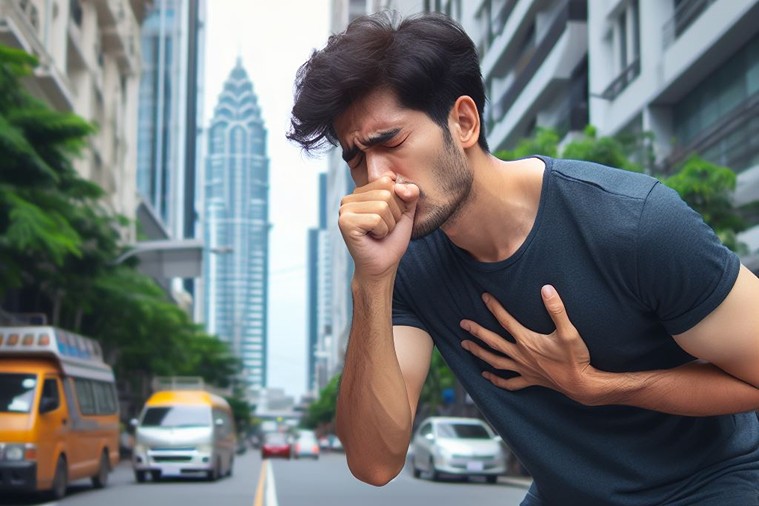 man feeling shortness of breath